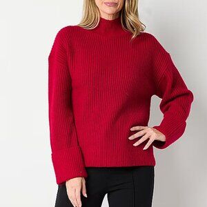Liz Claiborne Womens Mock Neck Long Sleeve Pullover Sweater , Red Sz 2X NWT
